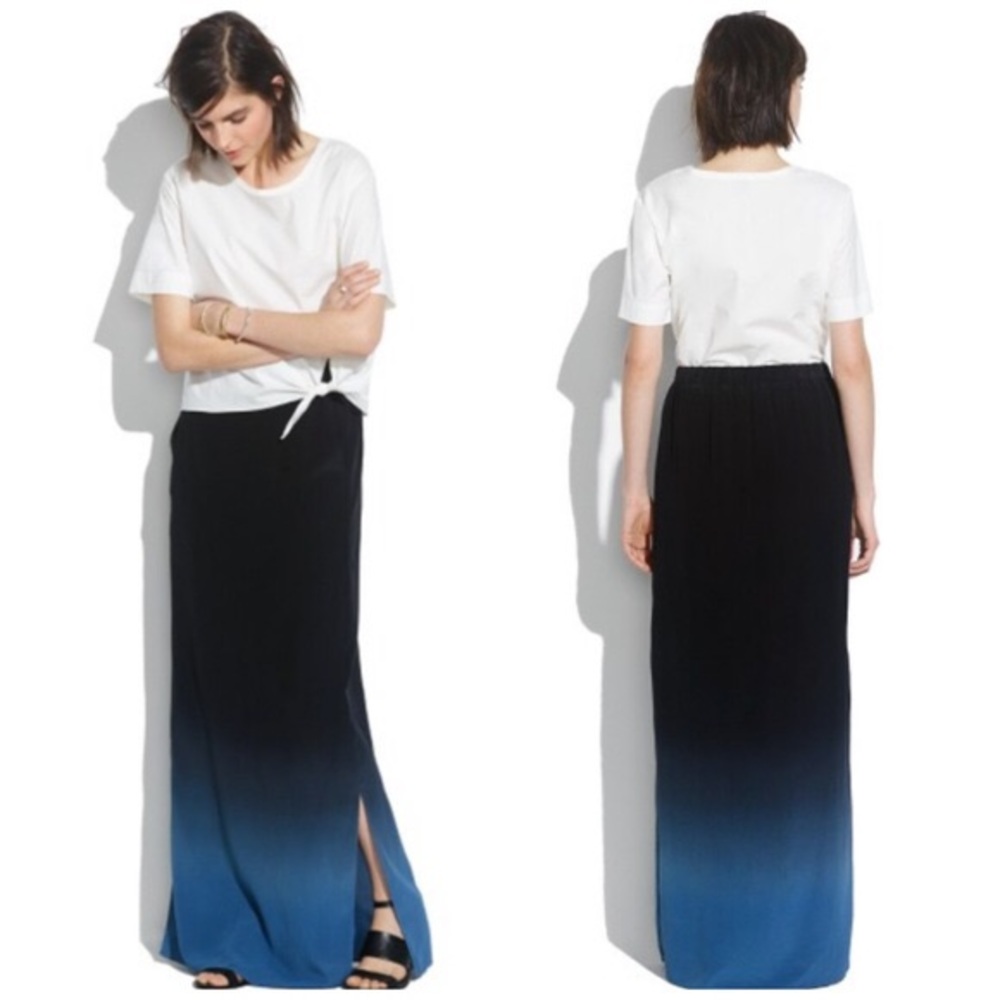 Madewell Silk Shadeview Dip-Dye Maxiskirt